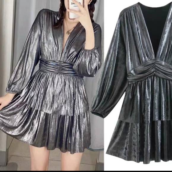 Zara Dresses & Skirts - ZARA Ruffled metalic mini dress